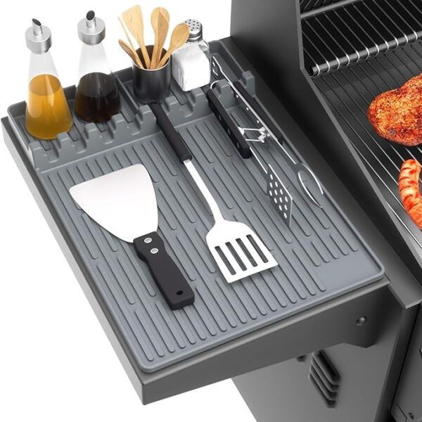 Silicone Griddle Tool Mat for Blackstone, 16"x11.5" Easy to Clean Heat Resistant Non-Stick Antislip Spatula Mat Griddle Accessories for Outdoor Grill BBQ Cooking Kitchen Counter (Gray)